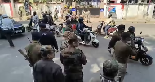 JLKM पार्टी का विधानसभा मार्च, करमटोली चौक पर कड़ी सुरक्षा व्यवस्था